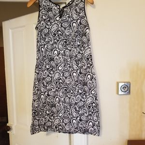 Talbots black and white paisley dress